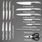 14 pcs WOODEN BLOCK Self-Sharpening Knife Set with Block, Chef Knife, Bread Knife, Steak Knife Set,  Stainless Steel