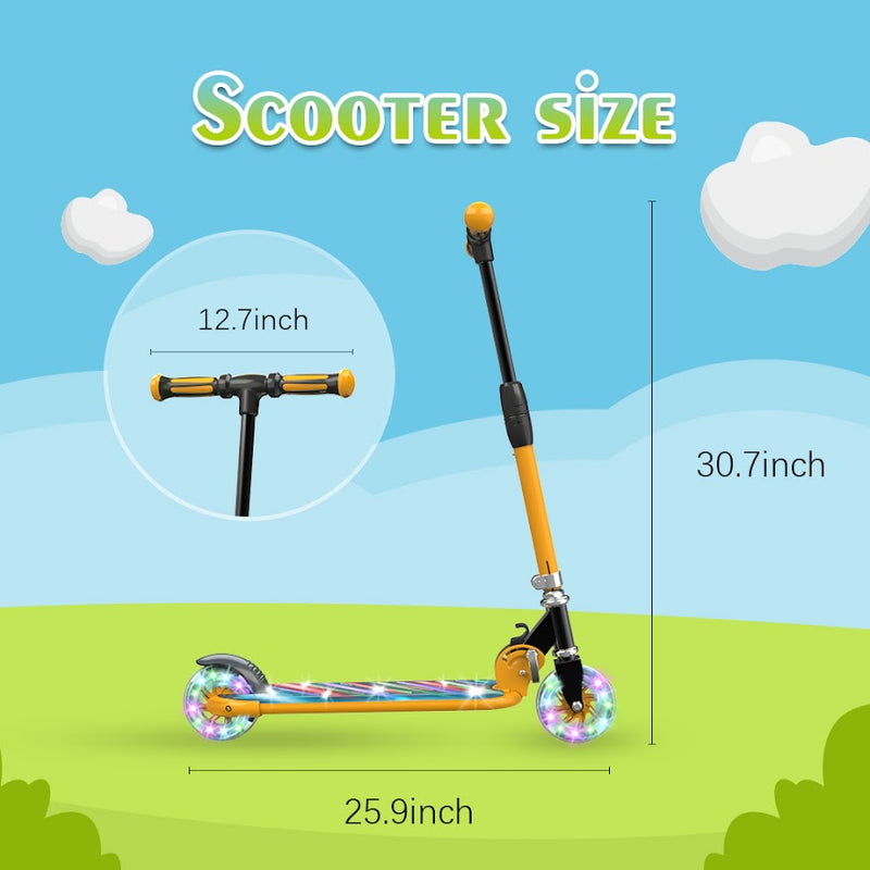 HOVERSTAR Kick Scooter for Kids, LED Light Up Wheels and Pedal, 3 Adjustable Height(27, 29, 31inch) Suitable for Children of More Ages