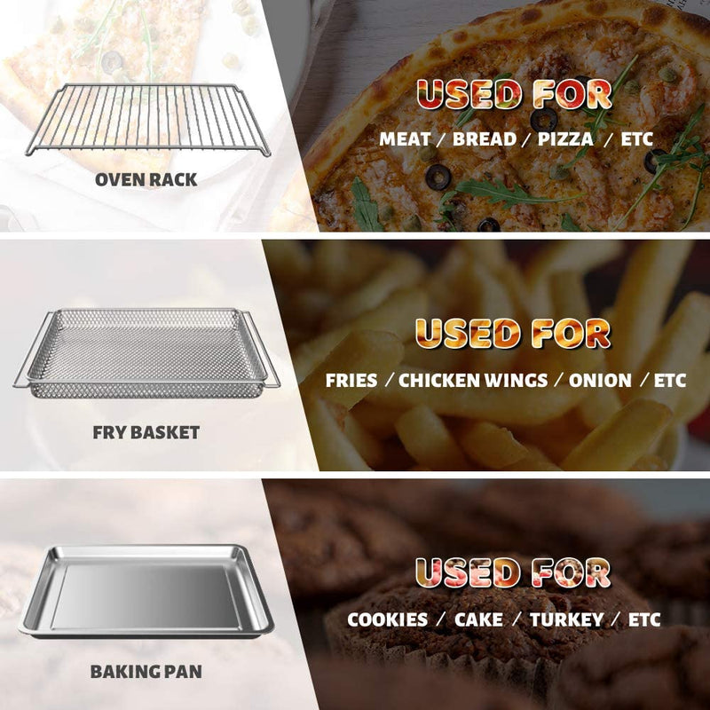 Smart Air Fryer Oven, 1800 W Stainless Steel 26.4 QT Super Big Capacity Toaster Oven with 10-In-1 Presets in Electric Digital Screen and Practical Accessories