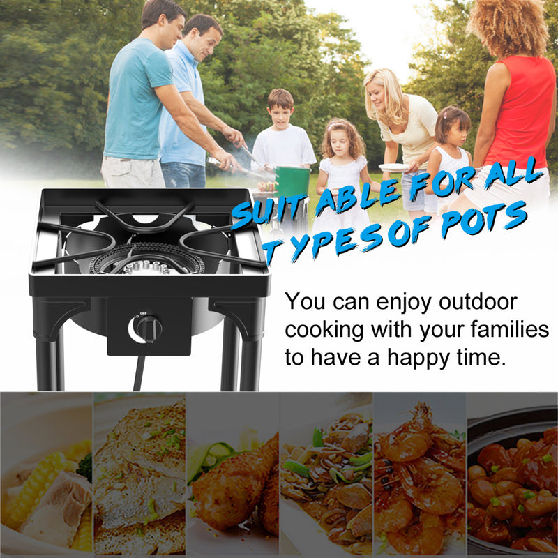 Outdoor & Indoor Portable Propane Stove, Single Burners with Gas Premium Hose