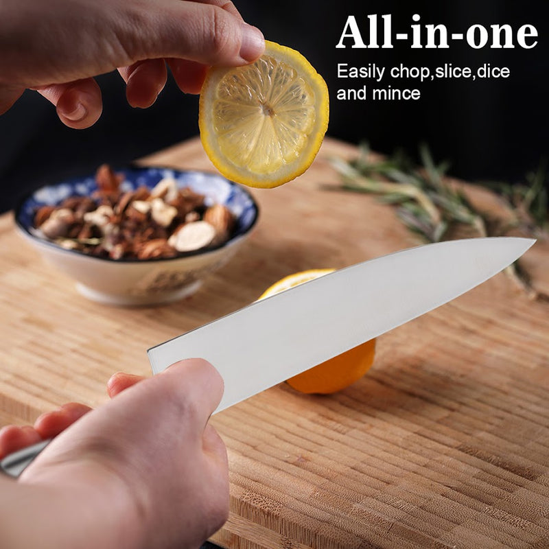 14 pcs WOODEN BLOCK Self-Sharpening Knife Set with Block, Chef Knife, Bread Knife, Steak Knife Set,  Stainless Steel