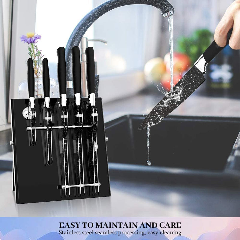 MOSTA Ceramic Coated Knife Block Set with 5Pcs Kitchen Knives, Chef Knife, Bread Knife, Slicing Knife, Utility Knife, Paring Knife and Acrylic Stand