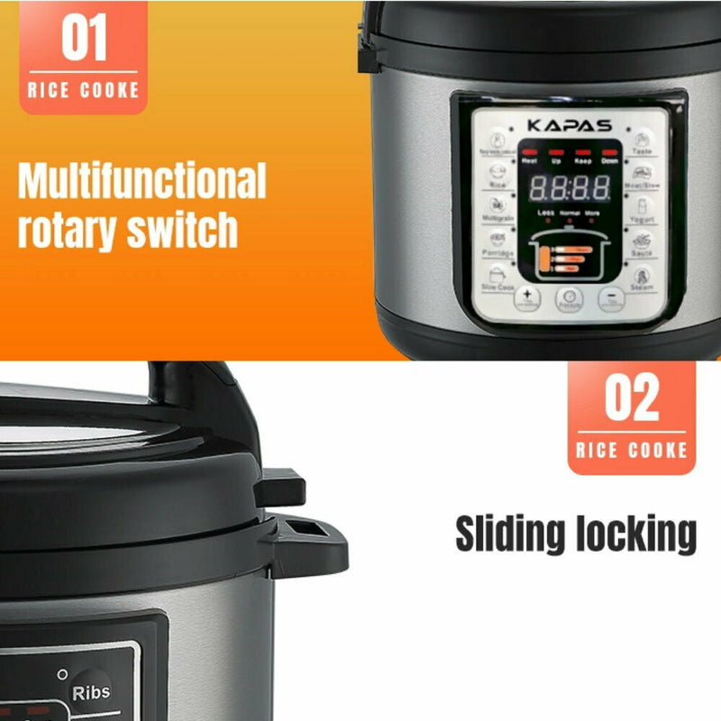 KAPAS 6L (6.34 Quart) Smart Programmable Electric Pressure Cooker