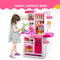 HILLO Large Kitchen 46 Pcs Playset Cooking Little Chef, Light & Sounds, Water Tap for 3-6 years old kids-pink