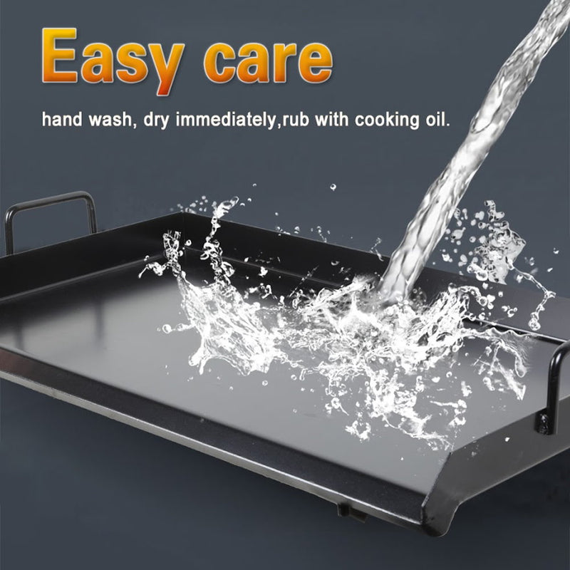 KAPAS Premium BBQ Flat Top Griddle Pan, 32" x 17" BBQ Iron Plate Suitable to Double Burners Propane Tank Stove