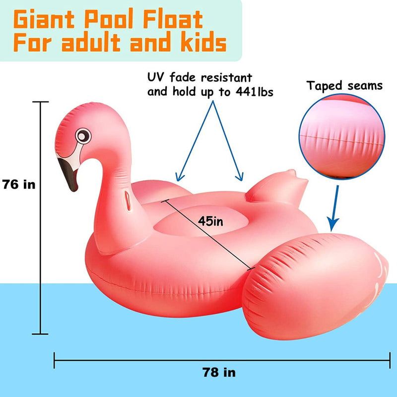 INFLATABLE 78" GIANT OUTDOOR FLAMINGO SWIMMING POOL FLOAT LOUNGE