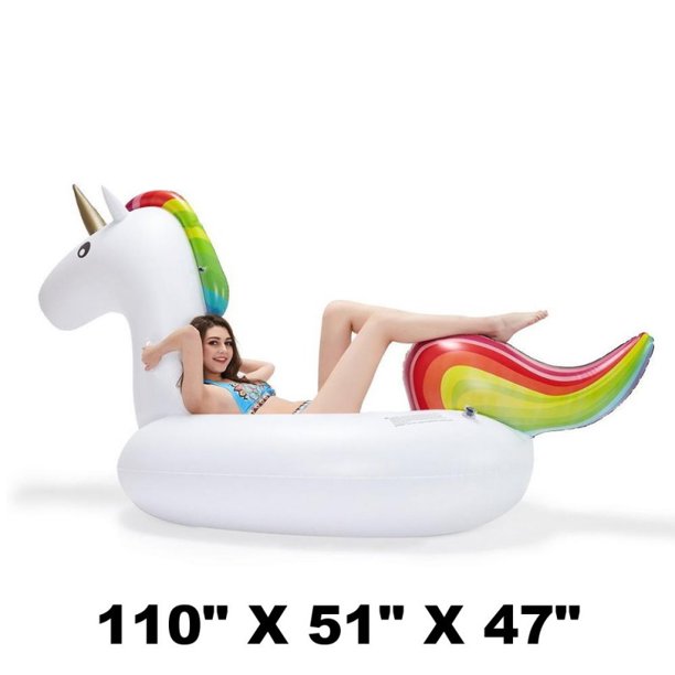 INFLATABLE 110" GIANT OUTDOOR UNICORN SWIMMING POOL FLOAT LOUNGE