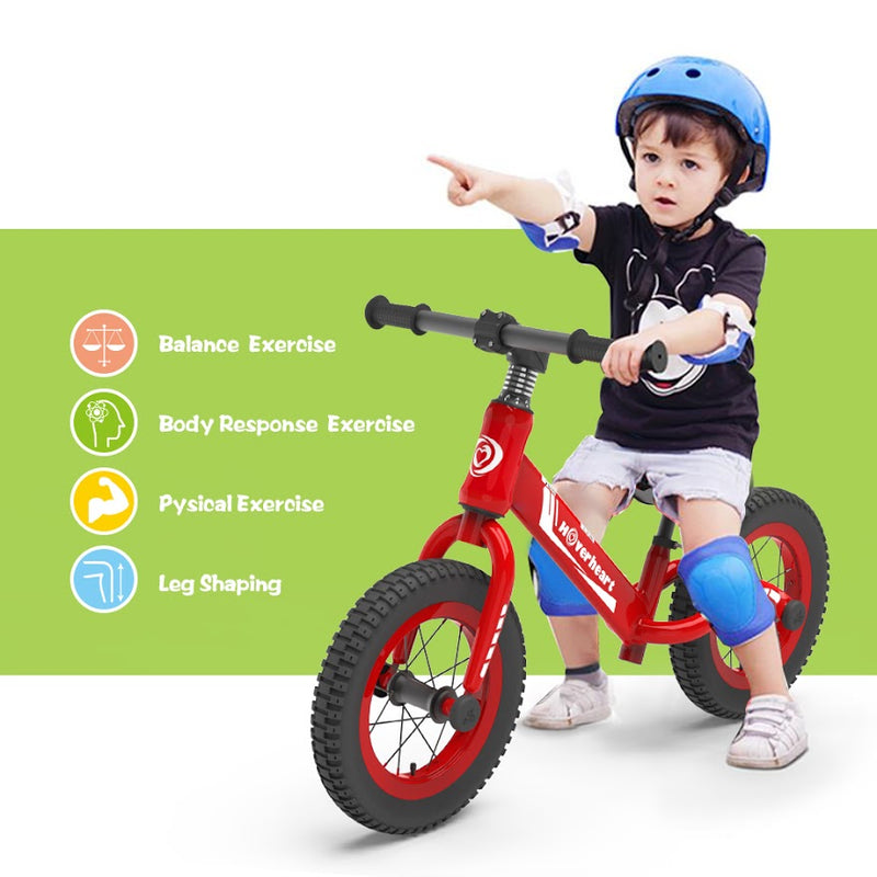 HOVER HEART Lightweight Kid's Balance Bike, 12'' Sports Balance Bike for Toddlers 18~48 Months, 2~4 Years Old with Adjustable seat and Absorbing Pneumatic Tire (Red)