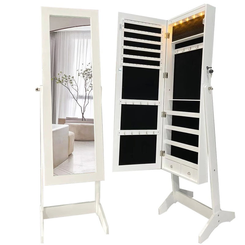 CASANINA LED Light Jewelry Cabinet Standing Mirror