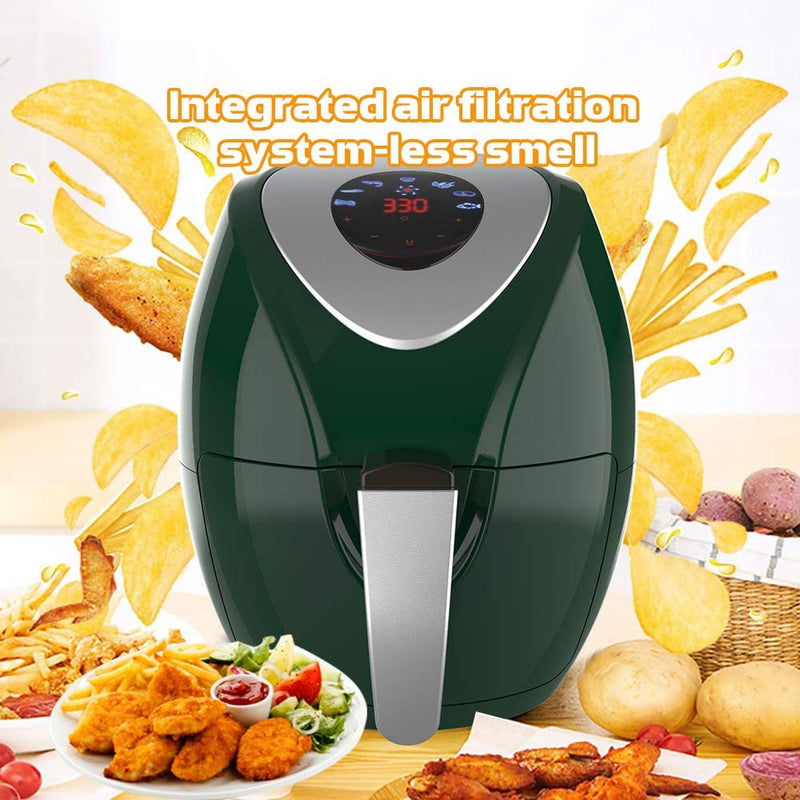 KAPAS Electric Air Fryer, 6.8 Quarts, 6.5 Litre Capacity and 7-in-1 One-Touch Screen Cook Presets with Additional Accessory (Green)