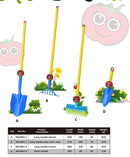 SUNORGREEN Red Tomato Kid's Garden Tool Set of 4, Soil Rake, Garden Spade, Soil Shovel and Push Broom by Safety Approved