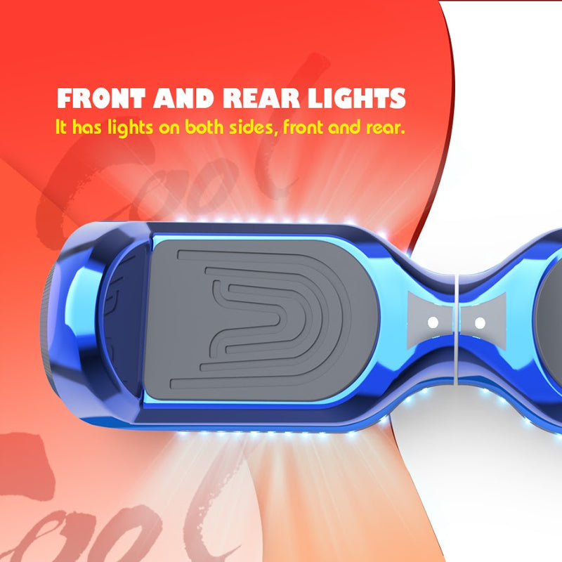 Hoverstar 6.5'' Hoverboard with Front/Back LED & Bluetooth Speaker, Self-Balance Flash Wheel, UL Chrome Blue