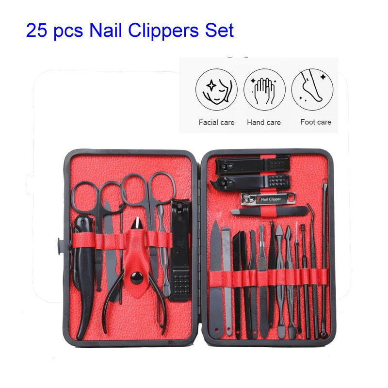Mosta 25 In 1 Manicure Set & Makeup Kit, Nail Clipper Set , Nail Grooming Kit for Men Women Nail Care Kit Fingernail Toe Nail Clippers Tools Cuticle Pedicure Kit l With Travel Case