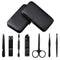 MOSTA Manicure Set, Stainless Steel Professional Pedicure Kit Nail Scissors Grooming Kit with Leather Travel Case (7pcs-black)