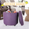 CASANINA Fabric Cushion Round Button Tufted Big and Deep Cylinder Storage Ottoman Footstool with Removable Top Lid