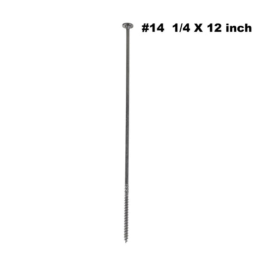 KAPAS Decking/Fencing/ Framing Black Wood Screws #14 1/4 X 12” Flat Head, T30 Torx Drive, Hardened Steel , Black NANO 1000hrs + Wax Exterior Coated (50 Pcs - With T30 Torx drive bit )