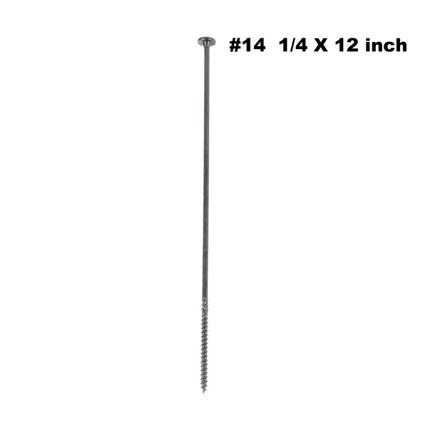 KAPAS Decking/Fencing/ Framing Black Wood Screws #14 1/4 X 12” Flat Head, T30 Torx Drive, Hardened Steel , Black NANO 1000hrs + Wax Exterior Coated (50 Pcs - With T30 Torx drive bit )