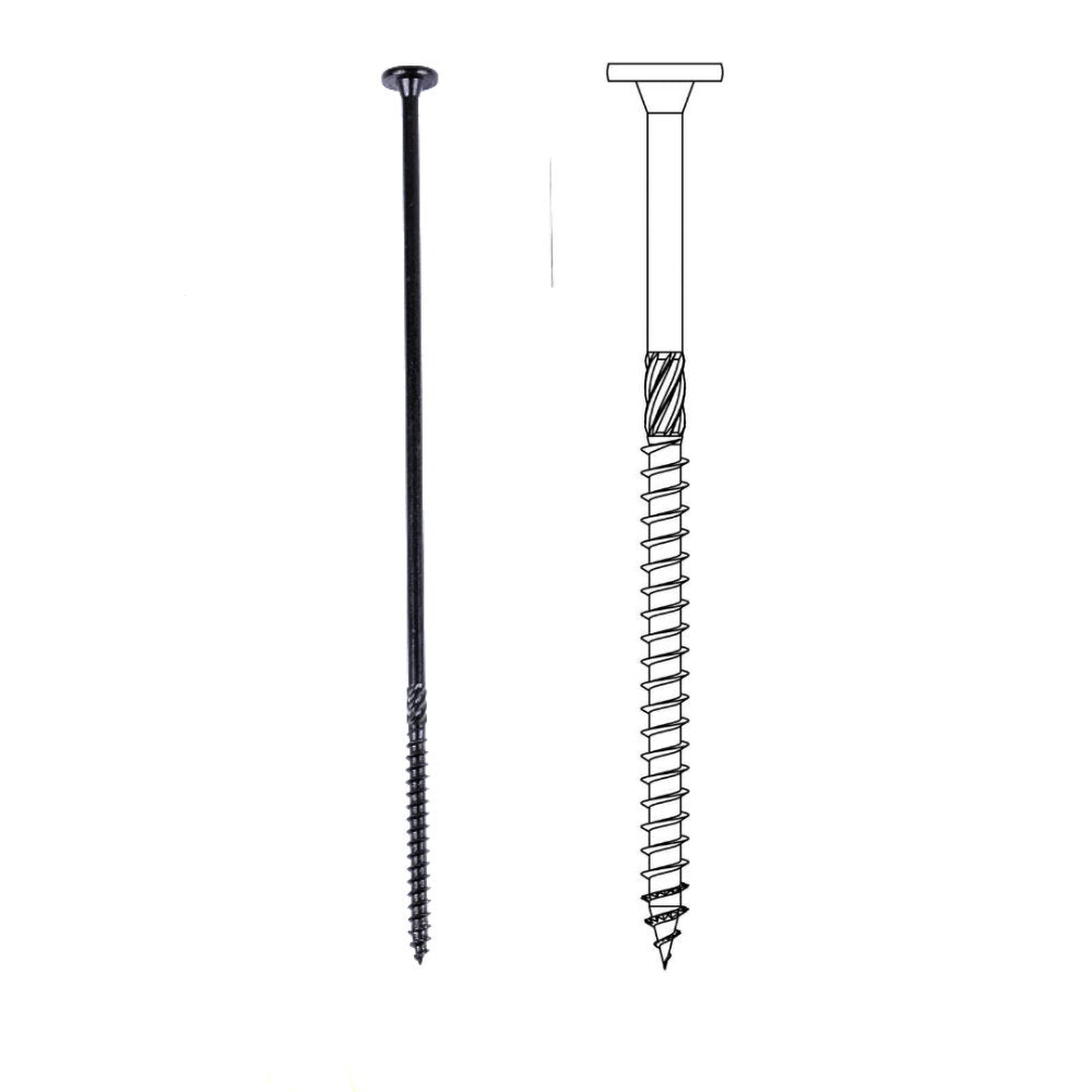 KAPAS Decking/Fencing/ Framing Black Wood Screws #14 1/4 X 8” Flat Head, T30 Torx Drive, Hardened Steel , Black NANO 1000hrs + Wax Exterior Coated (50 Pcs - With T30 Torx drive bit )