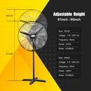 Industrial Pedestal Fan, 30"& 26" Diameter Commercial Oscillating Fan Made by Heavy Duty Metal Structure and Blade, Adjust Height, 3- Speed Control Suitable to Warehouse, Shop, Garage, and Workspace.