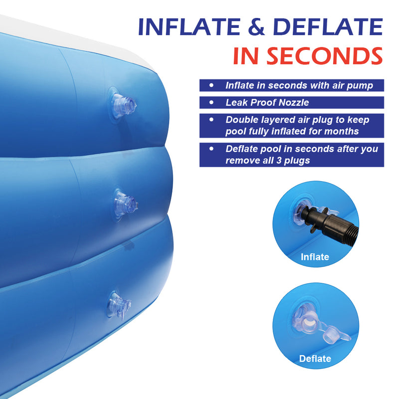 6 Person Large Inflatable Swimming/Ball Pool 120"x72"x22" 0.3mm PVC Thickness