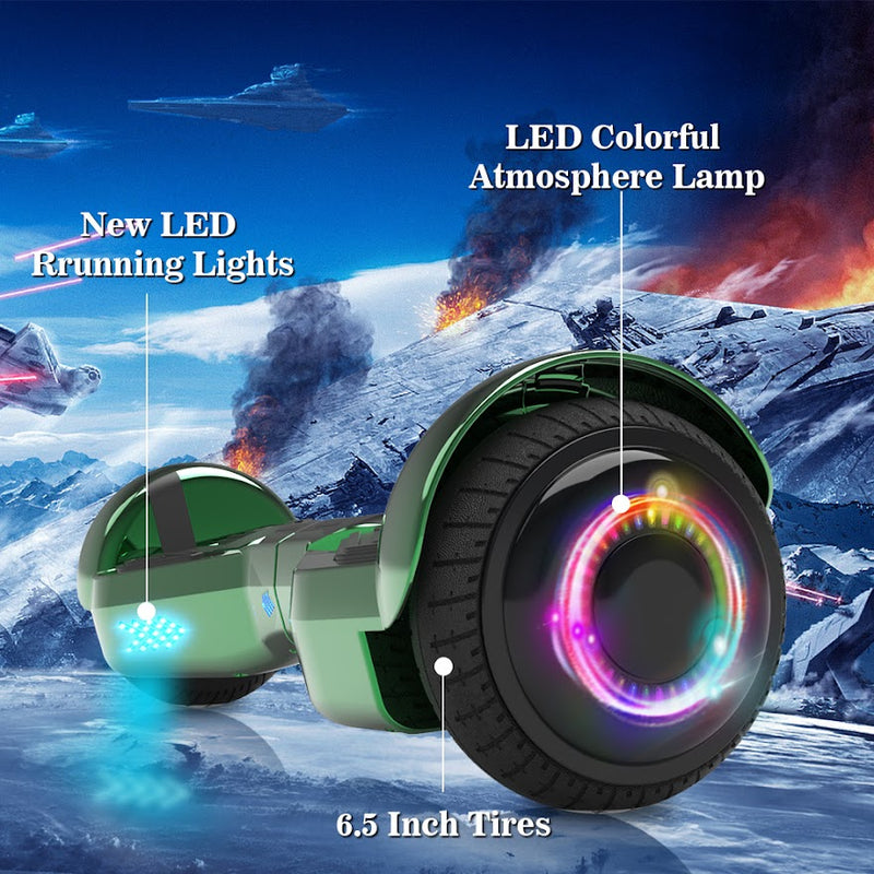 Triangle Hoverboard with Bluetooth Speaker, 6.5 inch LED Wheels, Dual 200W Motor up to 6.2 MPH, UL2272 Certified Self Balancing Scooters for Kids Adults