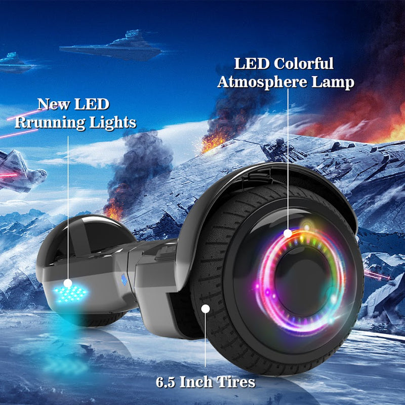 Triangle Hoverboard with Bluetooth Speaker, 6.5 inch LED Wheels, Dual 200W Motor up to 6.2 MPH, UL2272 Certified Self Balancing Scooters for Kids Adults