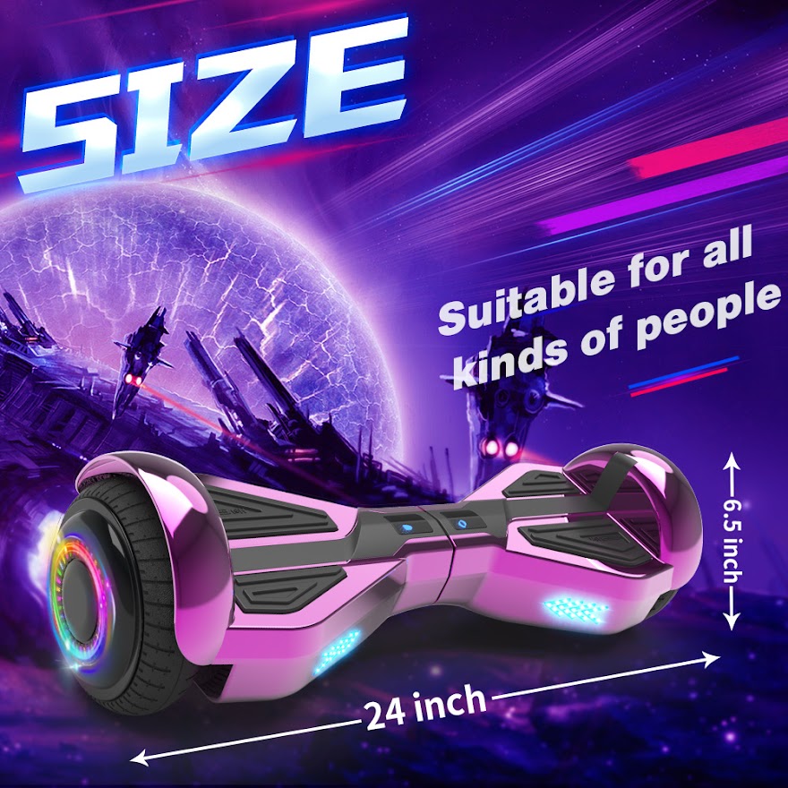 Triangle Hoverboard with Bluetooth Speaker, 6.5 inch LED Wheels, Dual 200W Motor up to 6.2 MPH, UL2272 Certified Self Balancing Scooters for Kids Adults