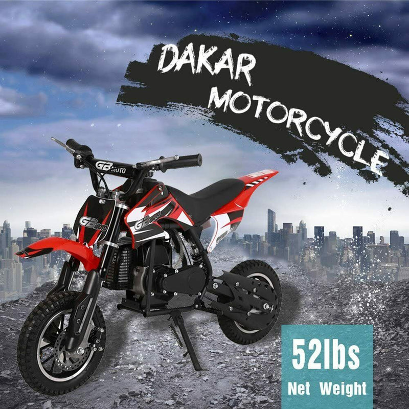 49CC 2-Stroke Kids Off-Road Dirt Bike Gas Powered Motorcycle(Oil Mix Required) Red