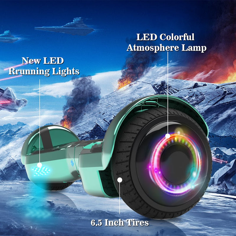 Triangle Hoverboard with Bluetooth Speaker, 6.5 inch LED Wheels, Dual 200W Motor up to 6.2 MPH, UL2272 Certified Self Balancing Scooters for Kids Adults